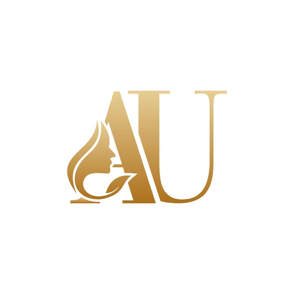Initial AU face beauty logo design templates vector