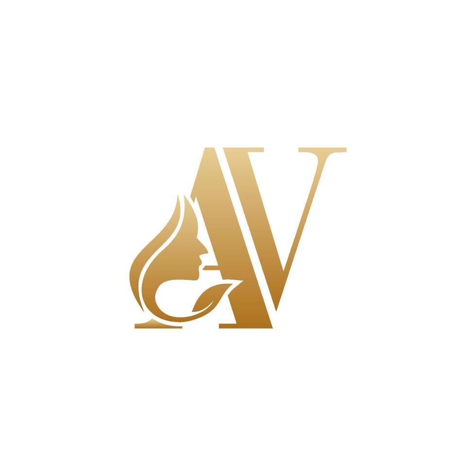 Initial AV face beauty logo design templates vector