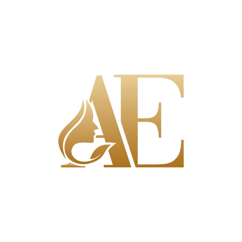 Initial A E face beauty logo design templates vector