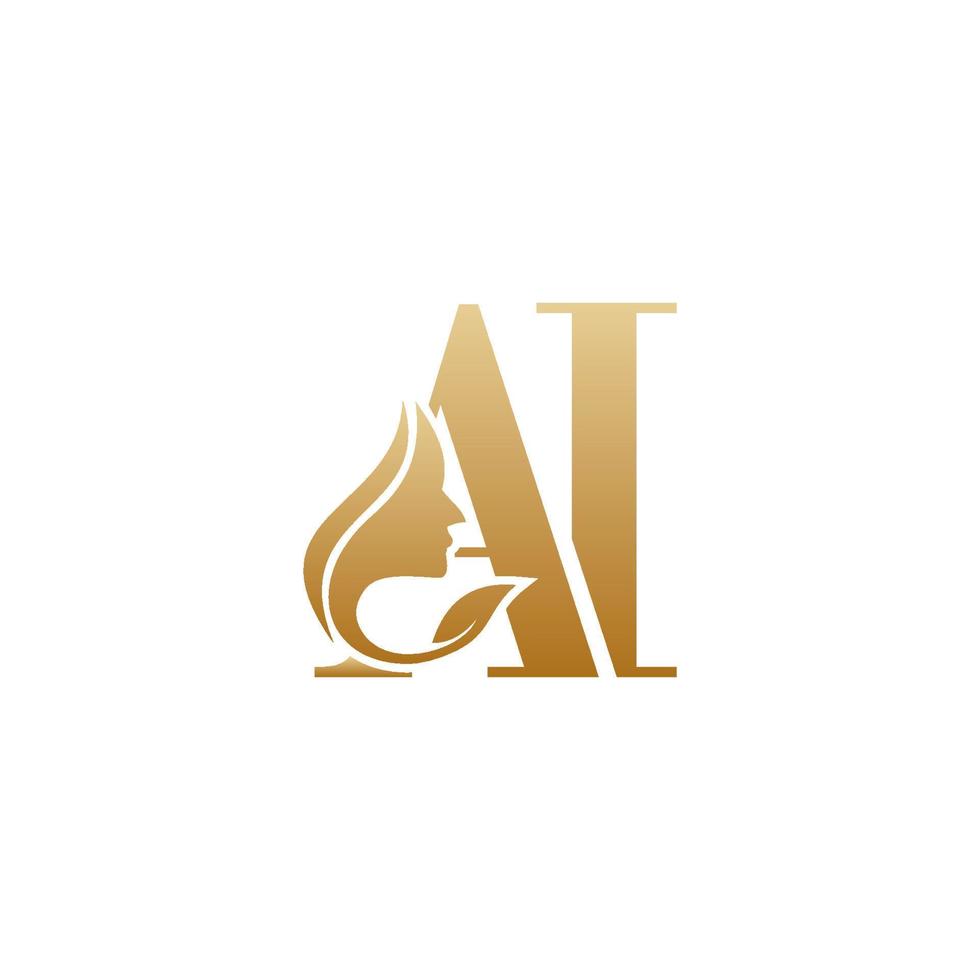 Initial AI face beauty logo design templates vector
