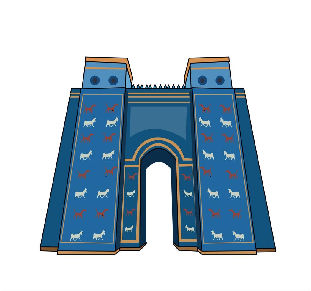 Ishtar gate vector illustration on white background