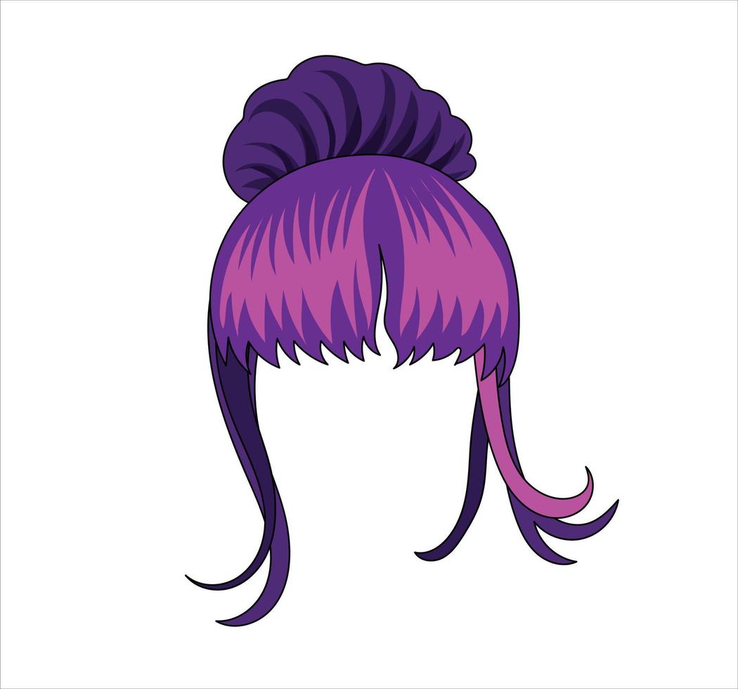 cabello femenino morado. accesorios, rasgos y activos. personaje principal. colección nft. vector