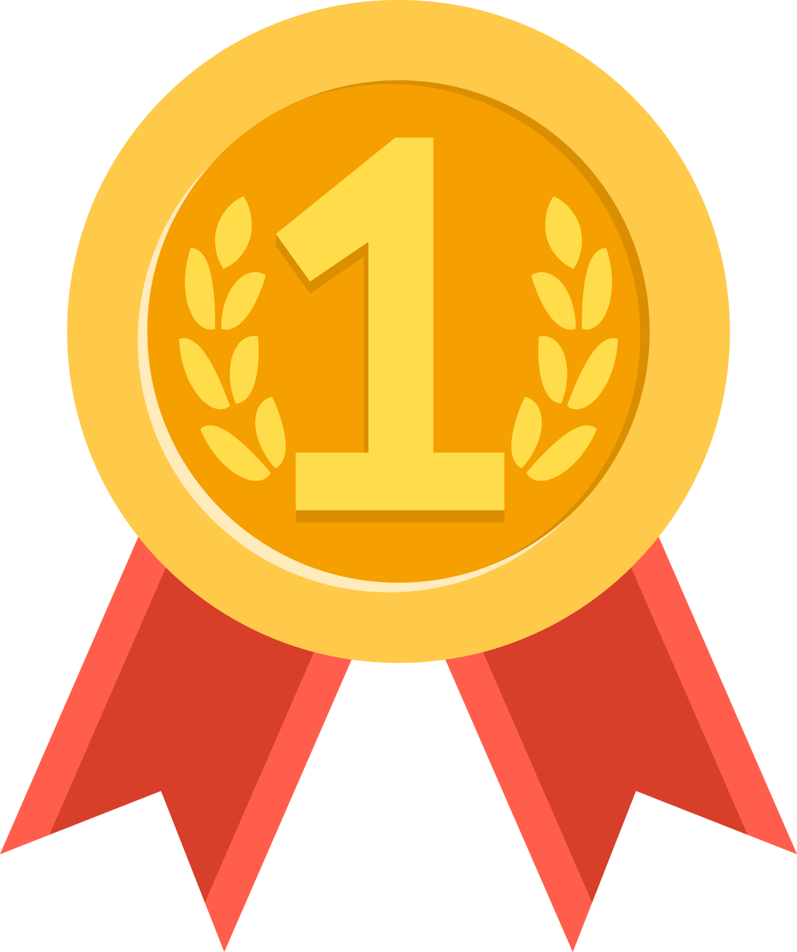 Gold medal ribbon flat color 19012043 PNG