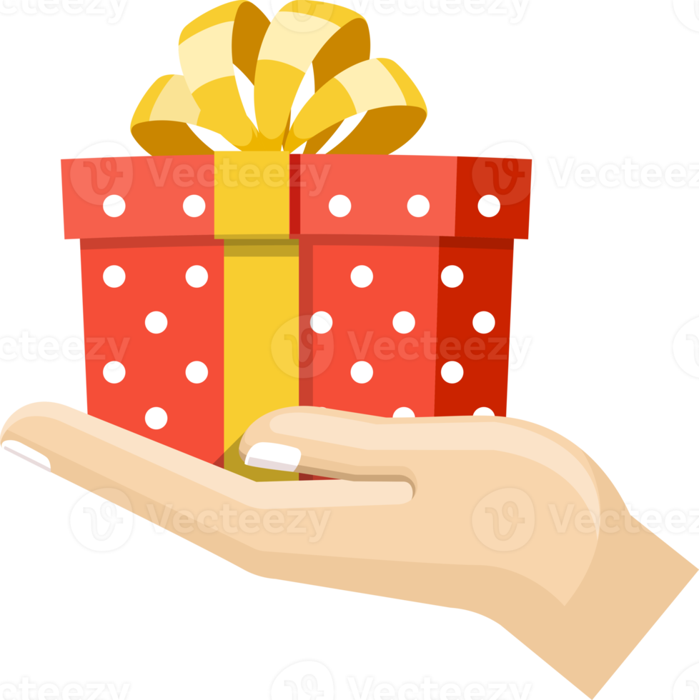 Hand holding gift box png