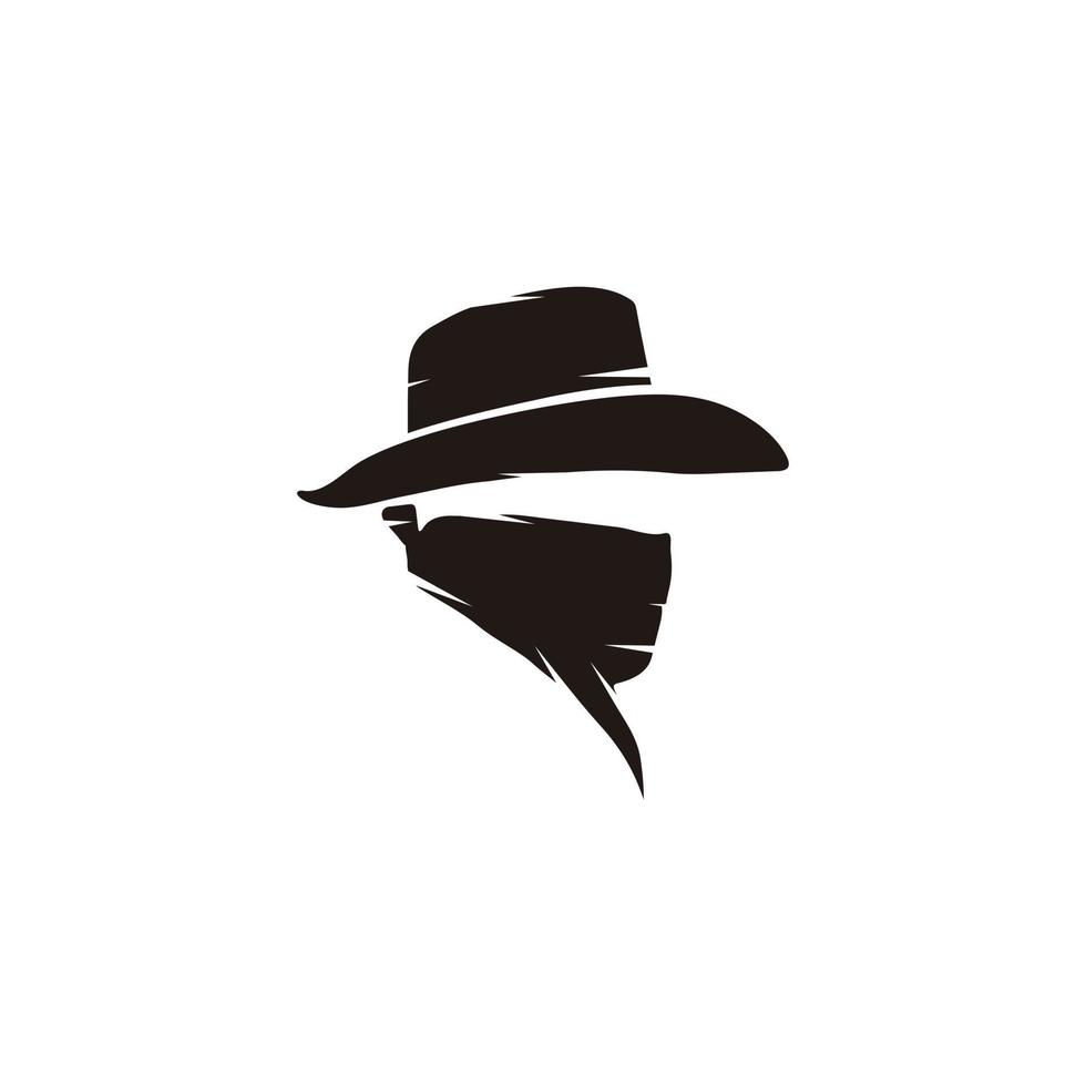 western bandit vaquero del salvaje oeste con bufanda máscara ilustración logotipo diseño gráfico vector