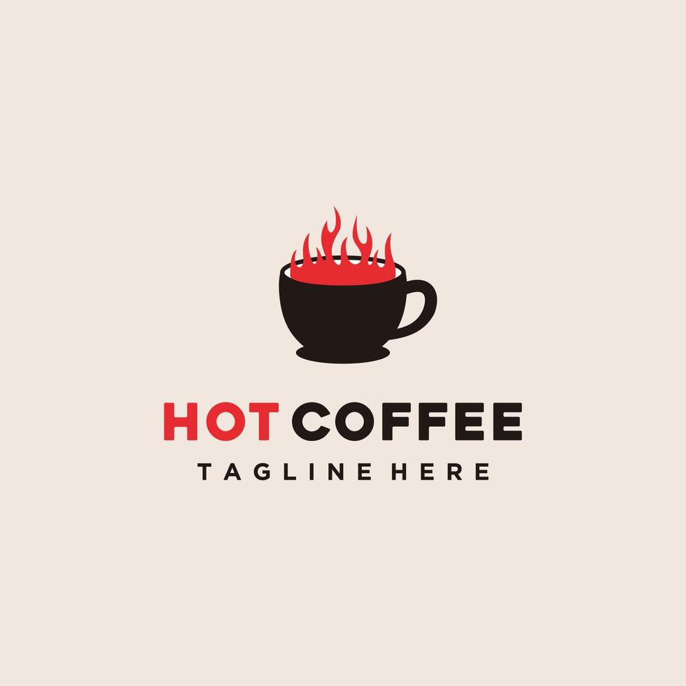 diseño del logotipo del café, llama y gráfico del logotipo de la taza de la taza de café vector