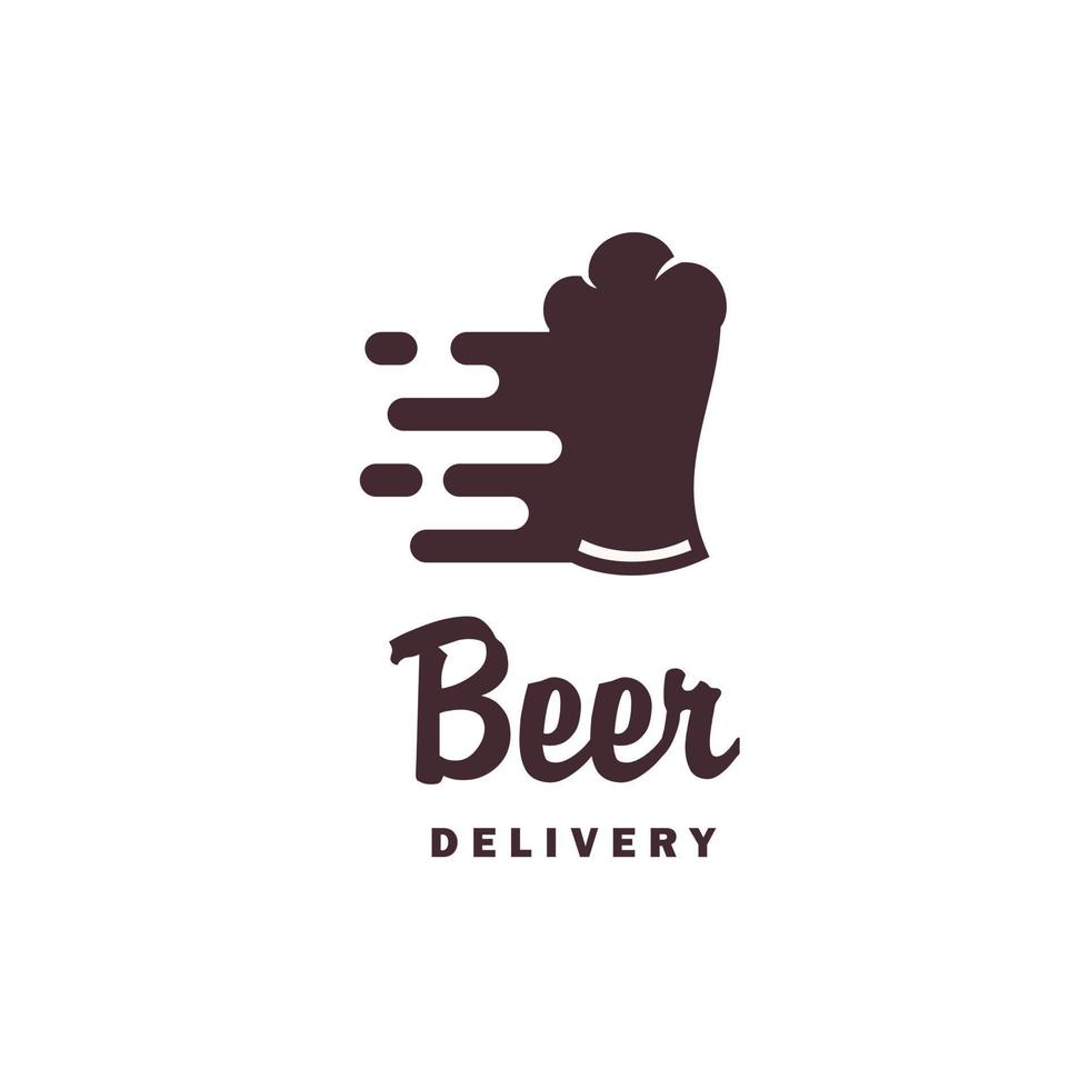 entrega de cerveza y diseño de icono de logotipo rápido vector