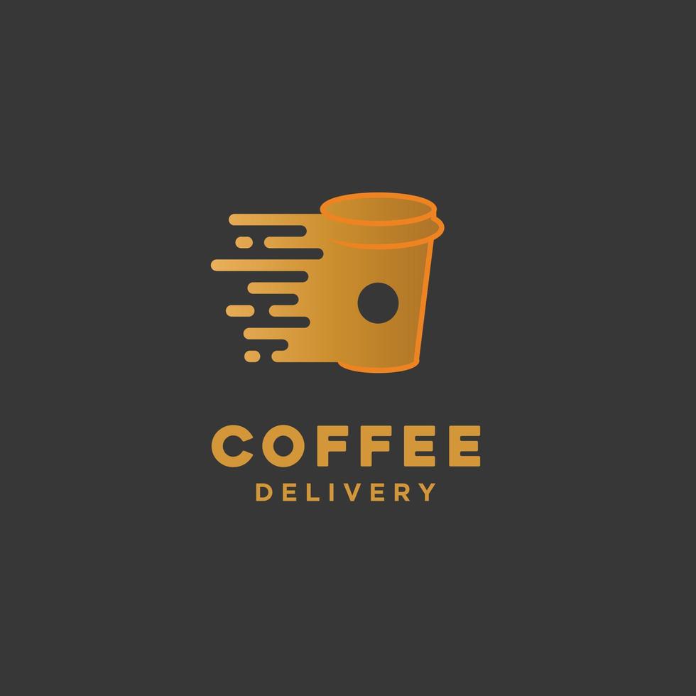 Quick fast cup delivery coffee logo template design vector
