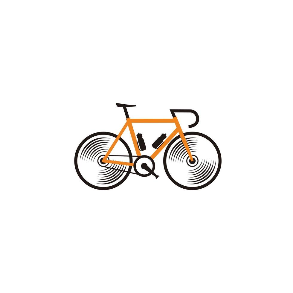 Bicycle icon logo design flat isolated. Bike and orange bicycle, cycling race sport. Fixie bicycle, travel bicycle vector illustration