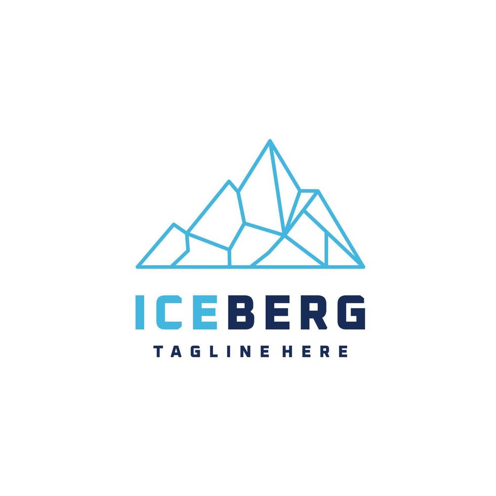 iceberg, ice peak stone mountain line art logo illustration vector