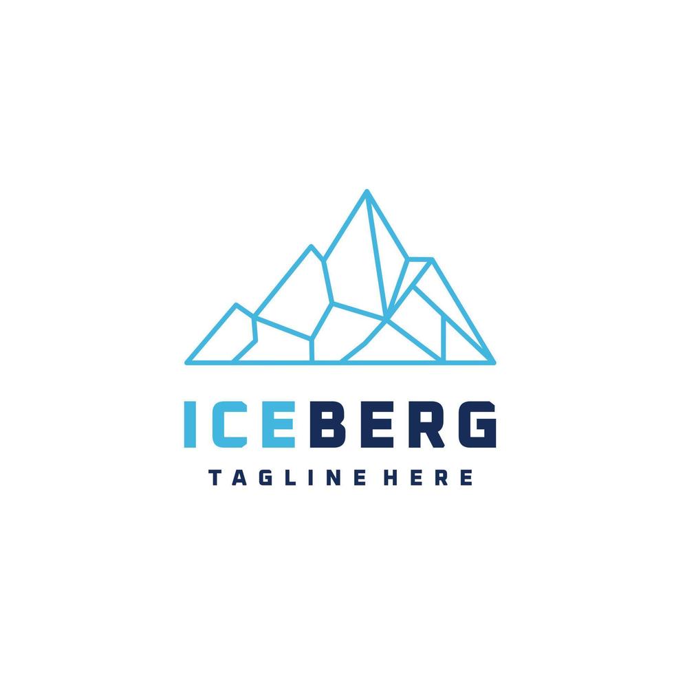 iceberg, ilustración de logotipo de arte de línea de montaña de piedra de pico de hielo vector