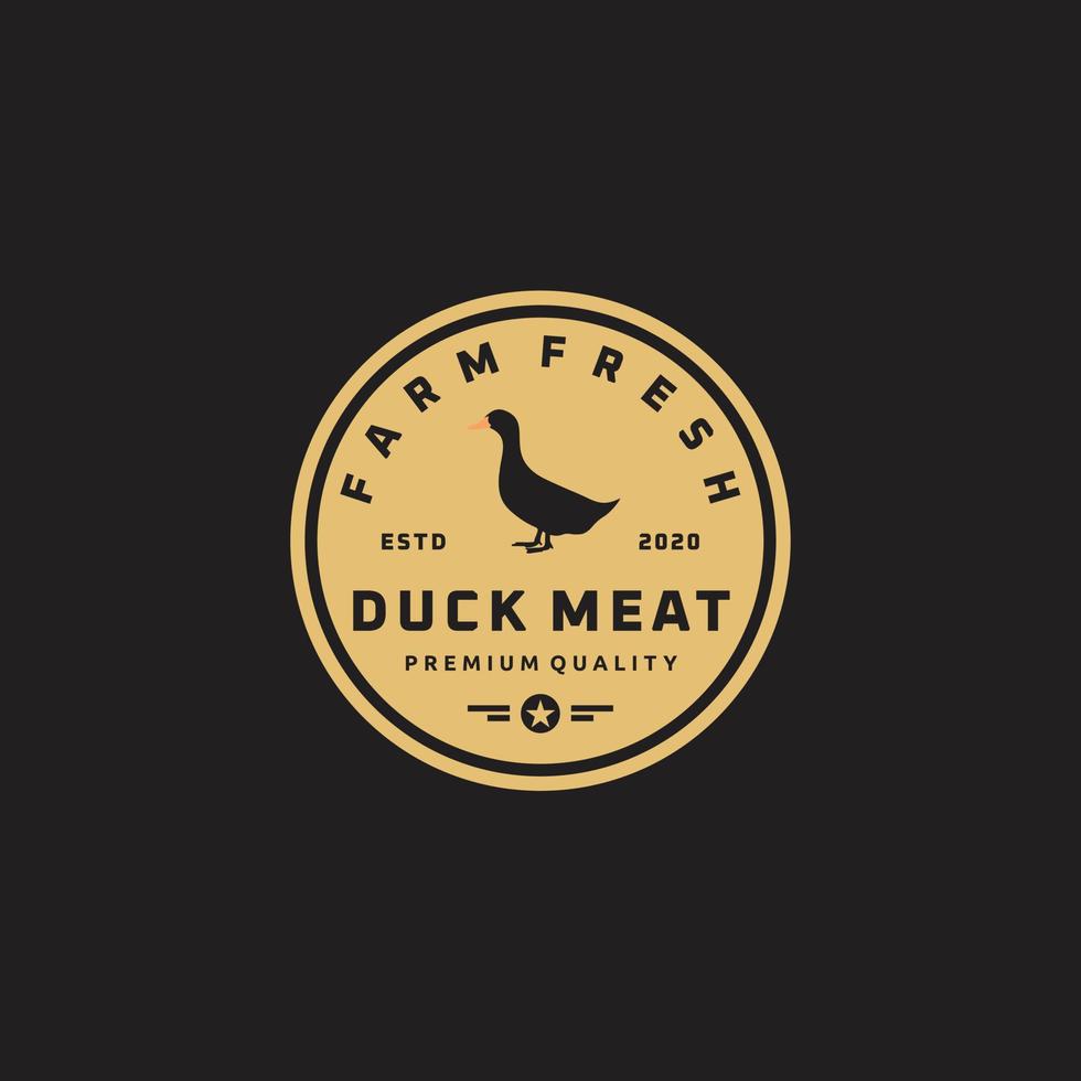 icono de vector vintage de diseño de logotipo de círculo de carne de pato