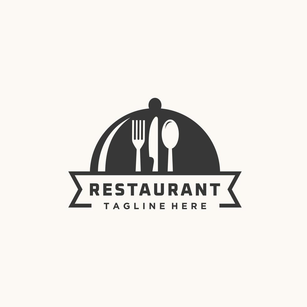 Food chef cook with fork spoon knife kitchen restaurant cafe logo design icon vector template