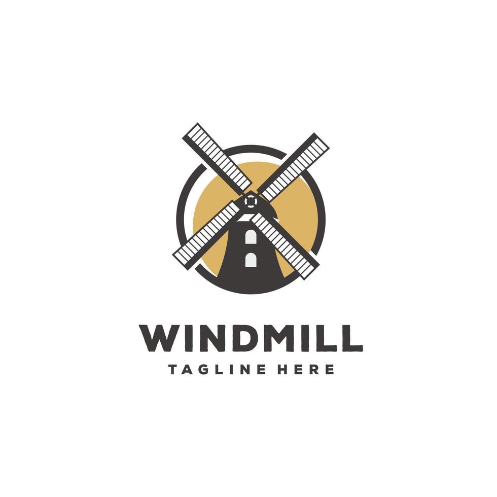 windmill circle logo graphic design vintage vector