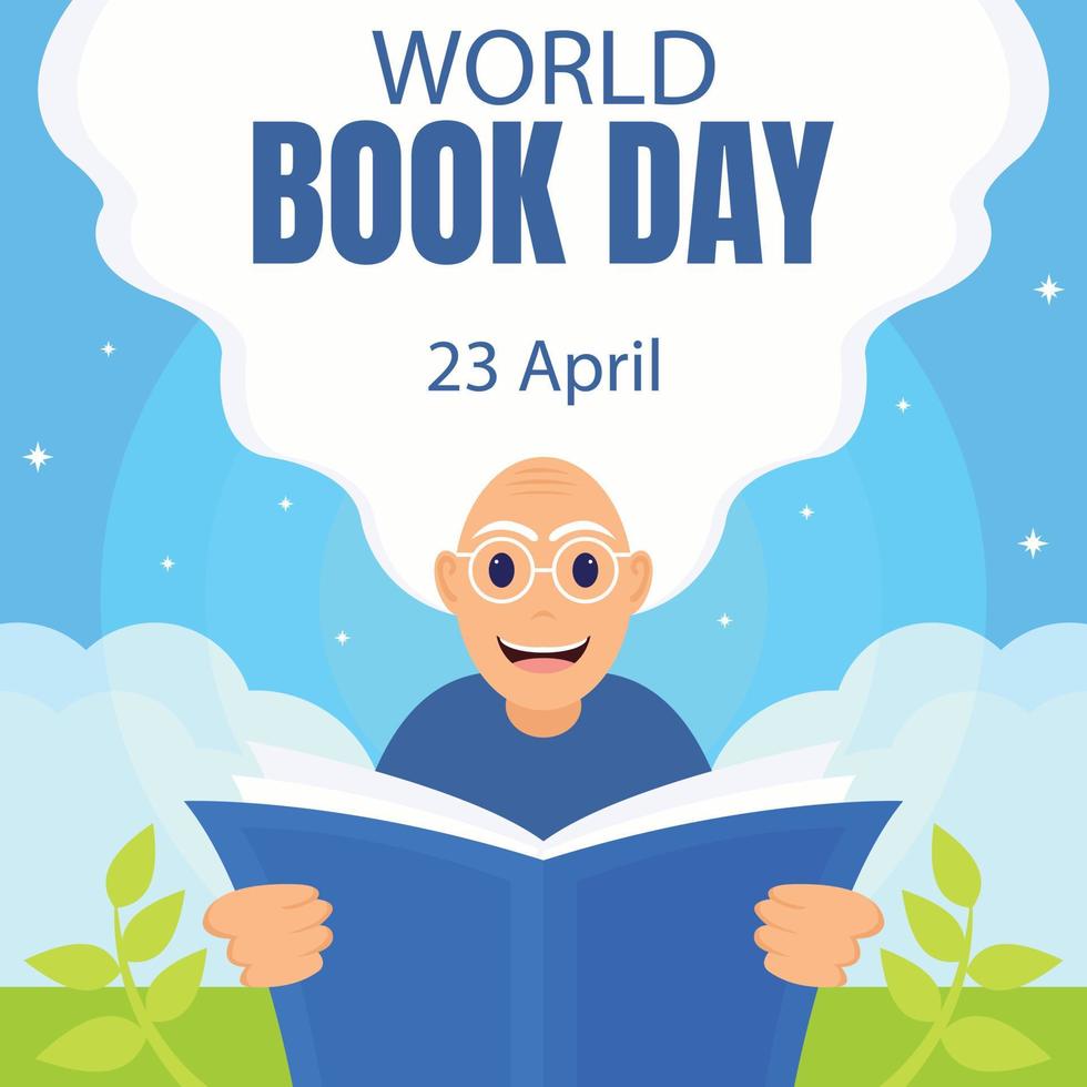 gráfico vectorial ilustrativo de una abuela leyendo un libro, mostrando las estrellas en el cielo azul, perfecto para el día internacional, día mundial del libro, celebración, tarjeta de felicitación, etc. vector