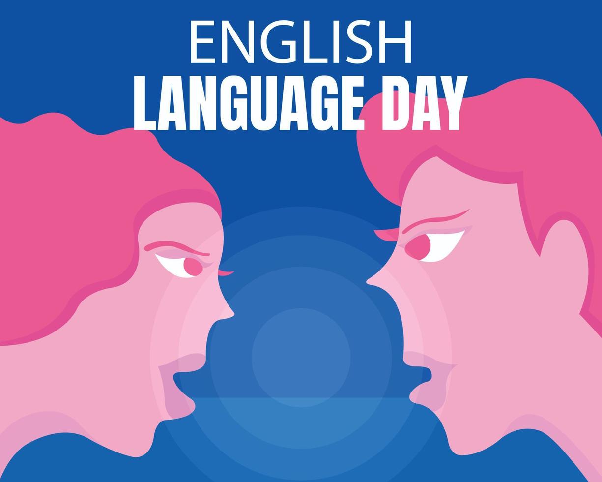 illustration vector graphic of two teenagers talking face to face, perfect for international day, english language day, celebrate, greeting card, etc.
