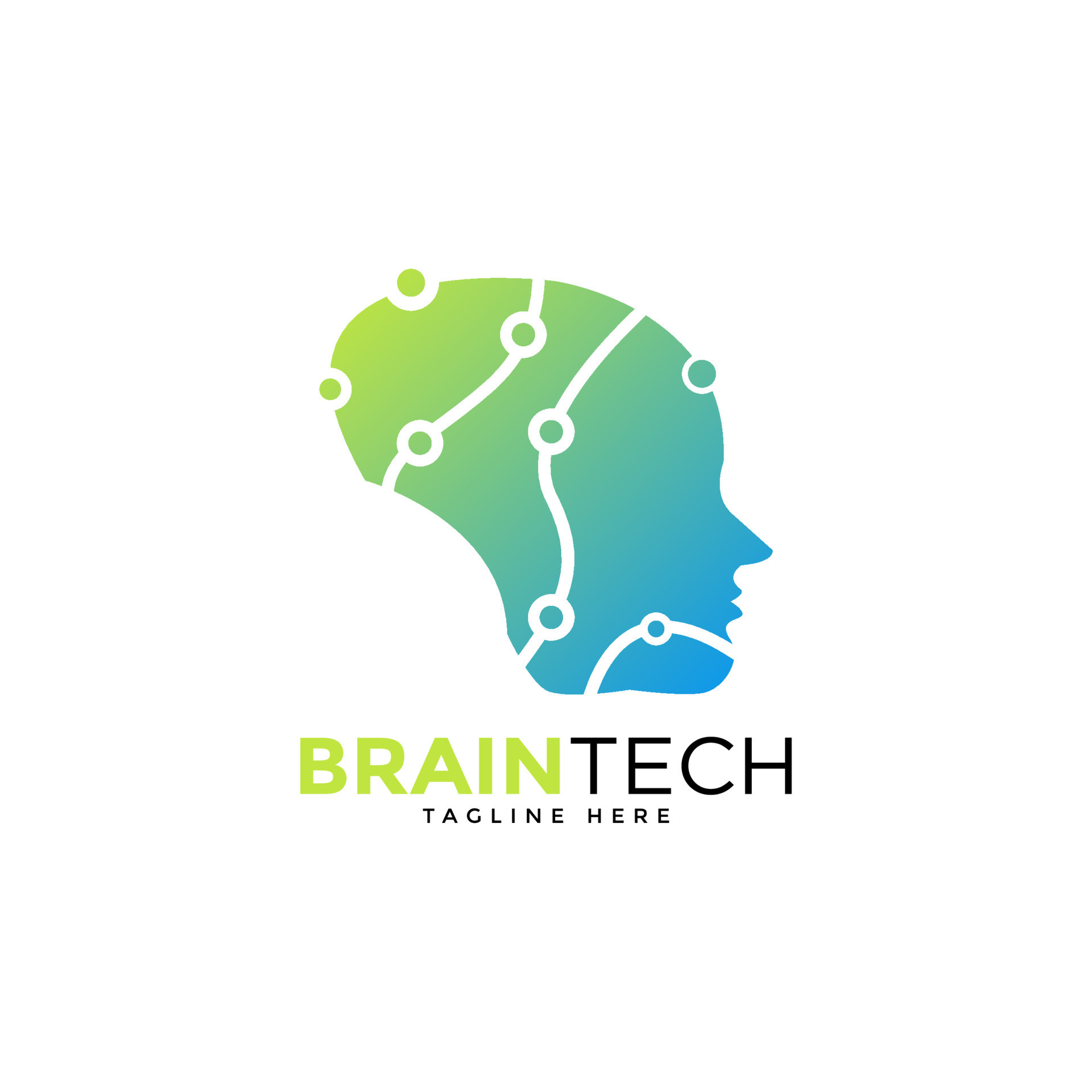 Brain Technology Logo Design Illustration. Digital Technology. Brain ...