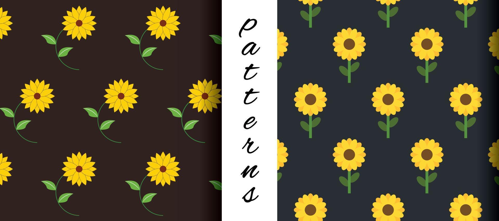 Sunflower Elegant Seamless Pattern Design in Vector Art