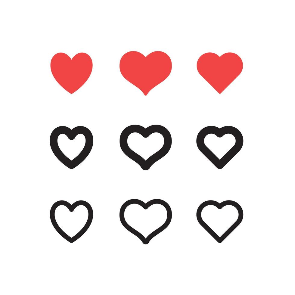 Heart shape icons. Hearts pictogram set. Symbol for valentine's day love. vector