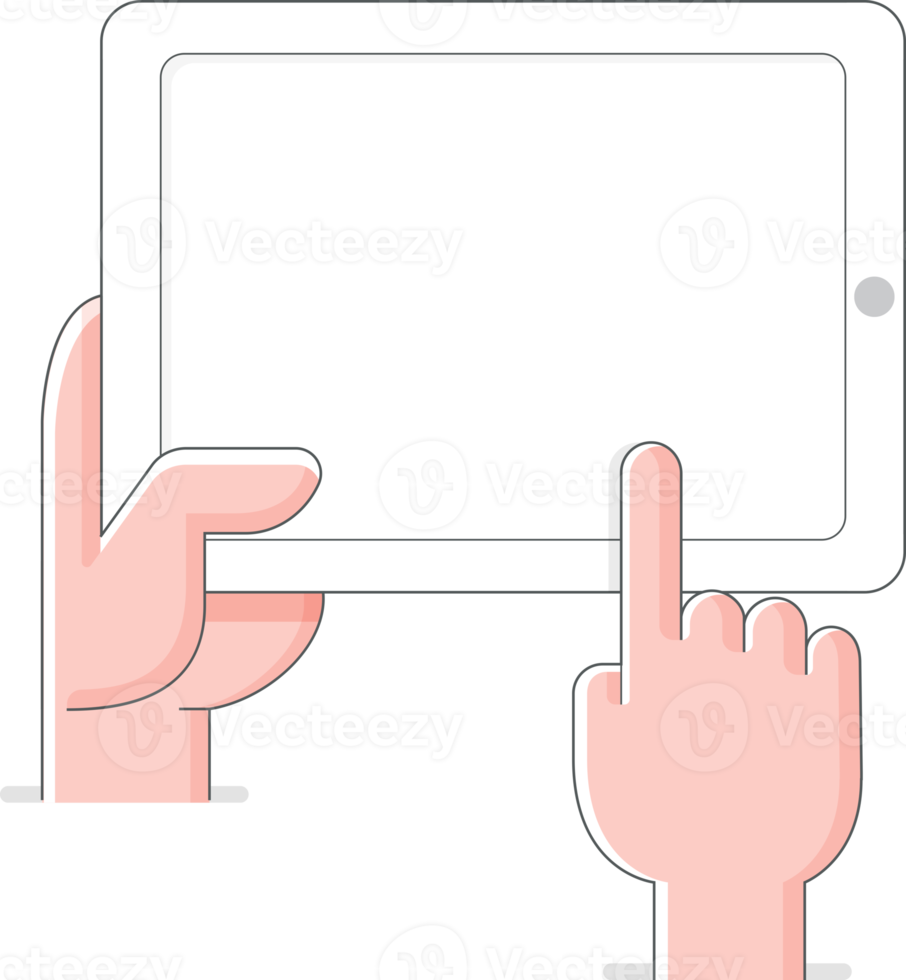 Hand playing tablet png