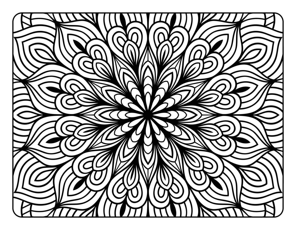 página de coloreo de mandala para adultos, arte de doodle de mandala floral dibujado a mano, página de coloreo de mandala para la relajación de adultos vector