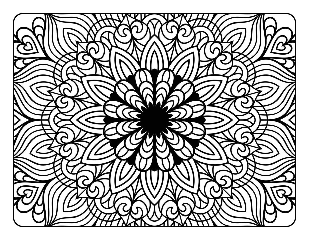 página para colorear de mandala para adultos, arte de doodle de mandala floral dibujado a mano, página para colorear de mandala para la relajación de adultos vector