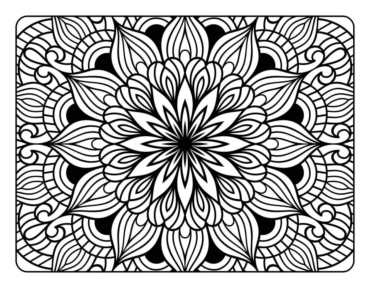 Adult mandala coloring page, hand drawn floral mandala doodle art, mandala coloring page for adult relaxation vector