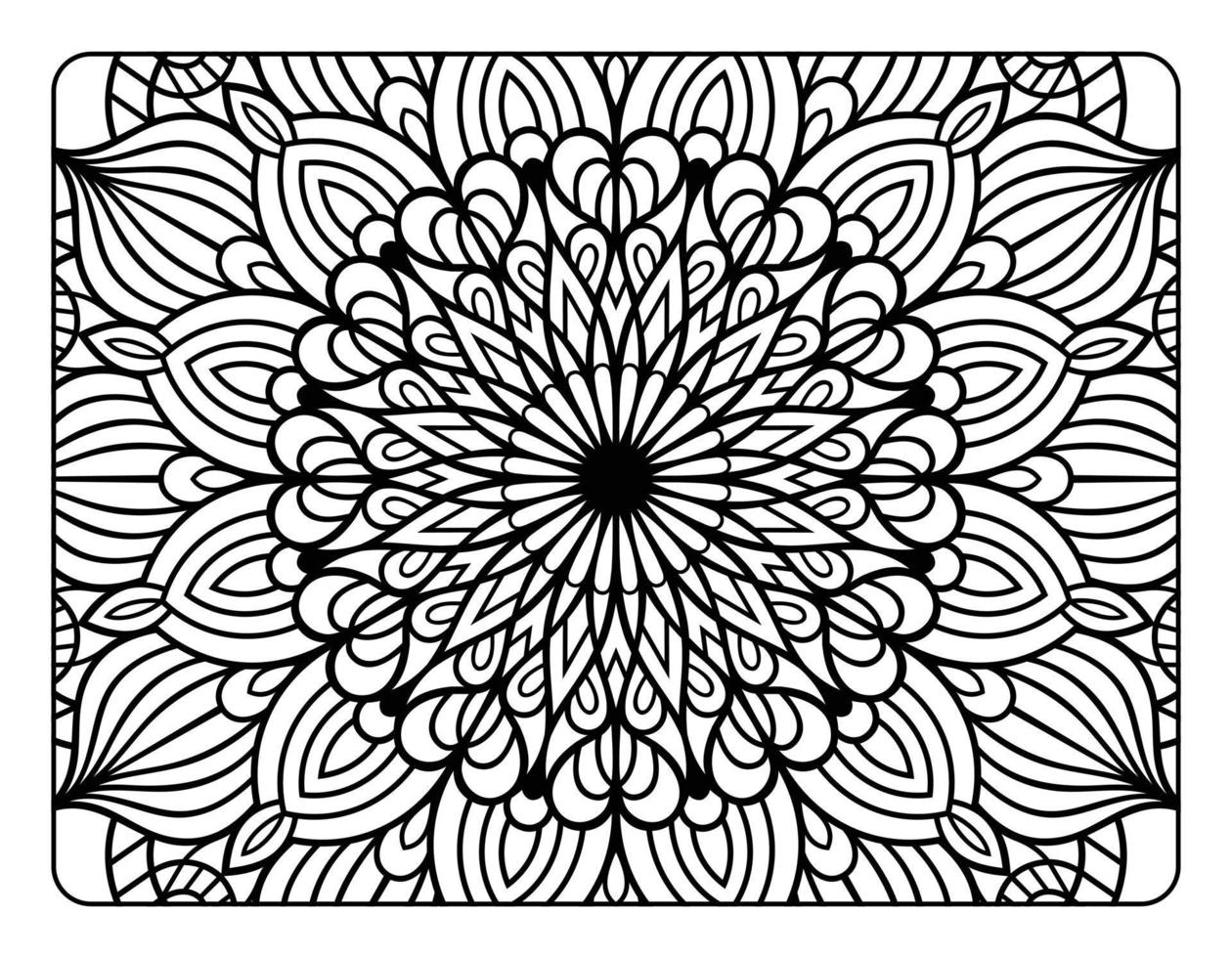 página para colorear de mandala para adultos, arte de doodle de mandala floral dibujado a mano, página para colorear de mandala para la relajación de adultos vector