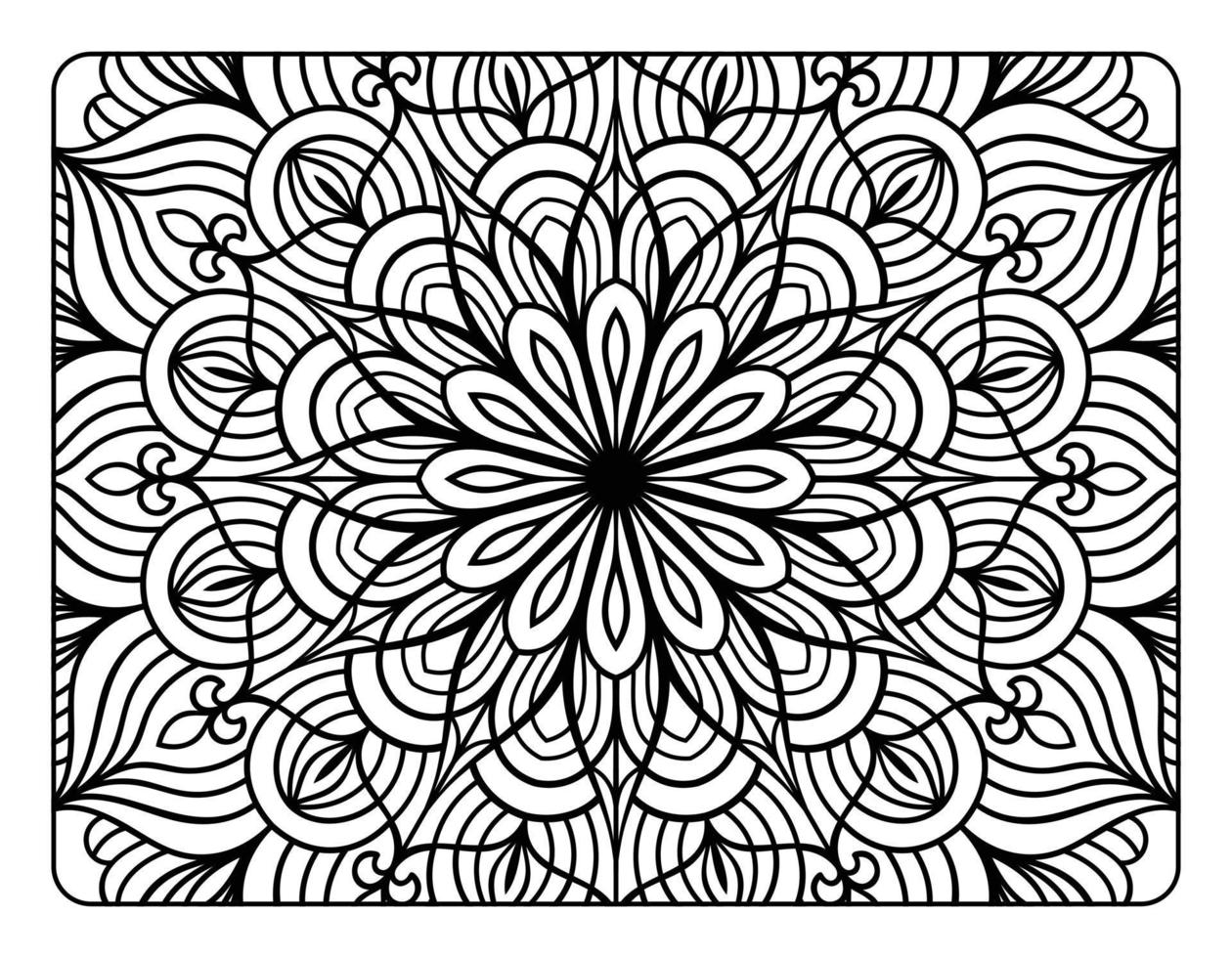 página de coloreo de mandala para adultos, arte de doodle de mandala floral dibujado a mano, página de coloreo de mandala para la relajación de adultos vector