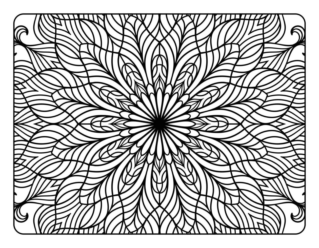 página de coloreo de mandala para adultos, arte de doodle de mandala floral dibujado a mano, página de coloreo de mandala para la relajación de adultos vector