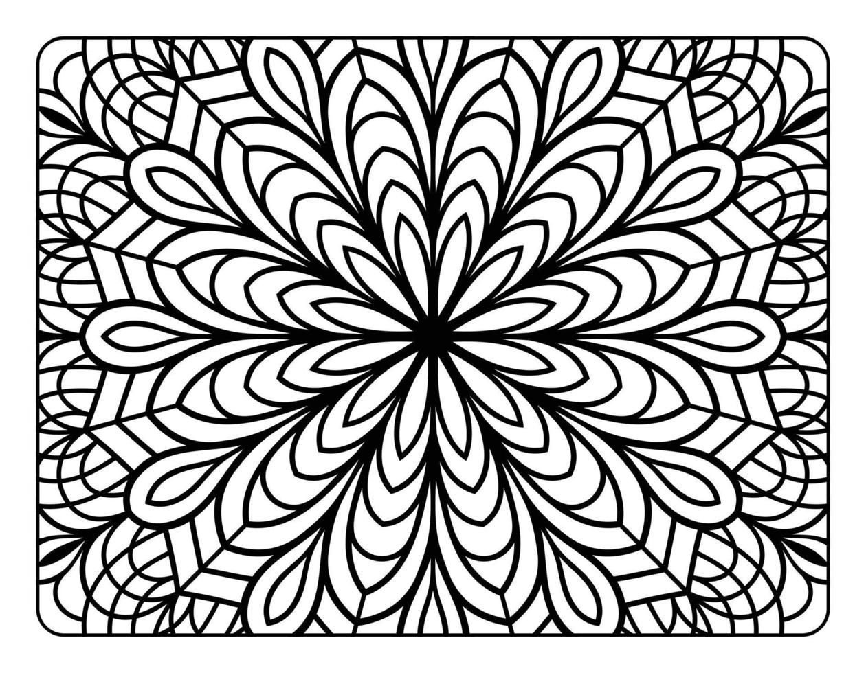 página de coloreo de mandala para adultos, arte de doodle de mandala floral dibujado a mano, página de coloreo de mandala para la relajación de adultos vector