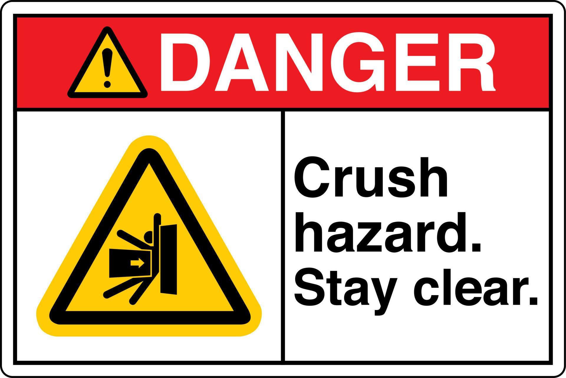 Safety Sign Marking Label Symbol Pictogram Danger Crush hazard Stay
