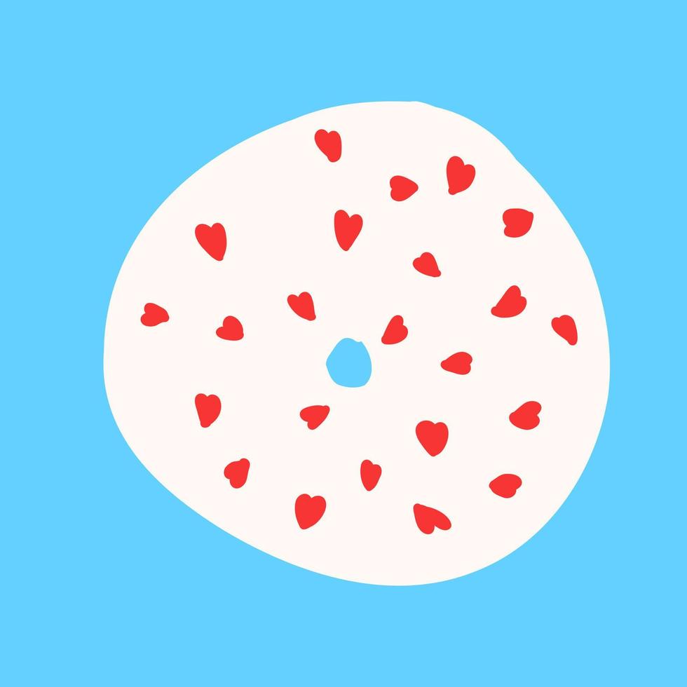 Donut in cartoon style. Vector illustration isolated on blue background.