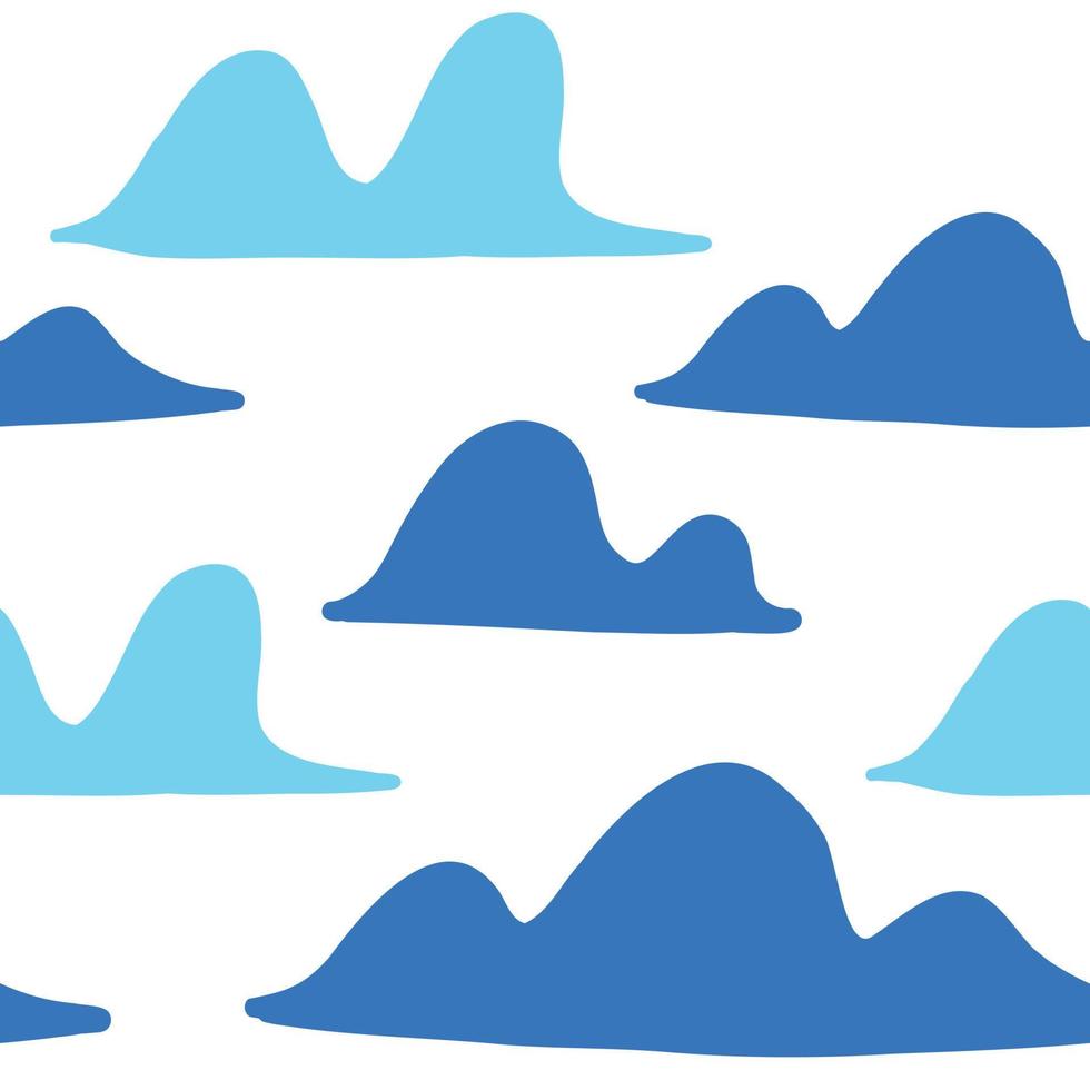 Vector cloud pattern. Blue clouds. Vector illustration on white background in cartoon flat style.