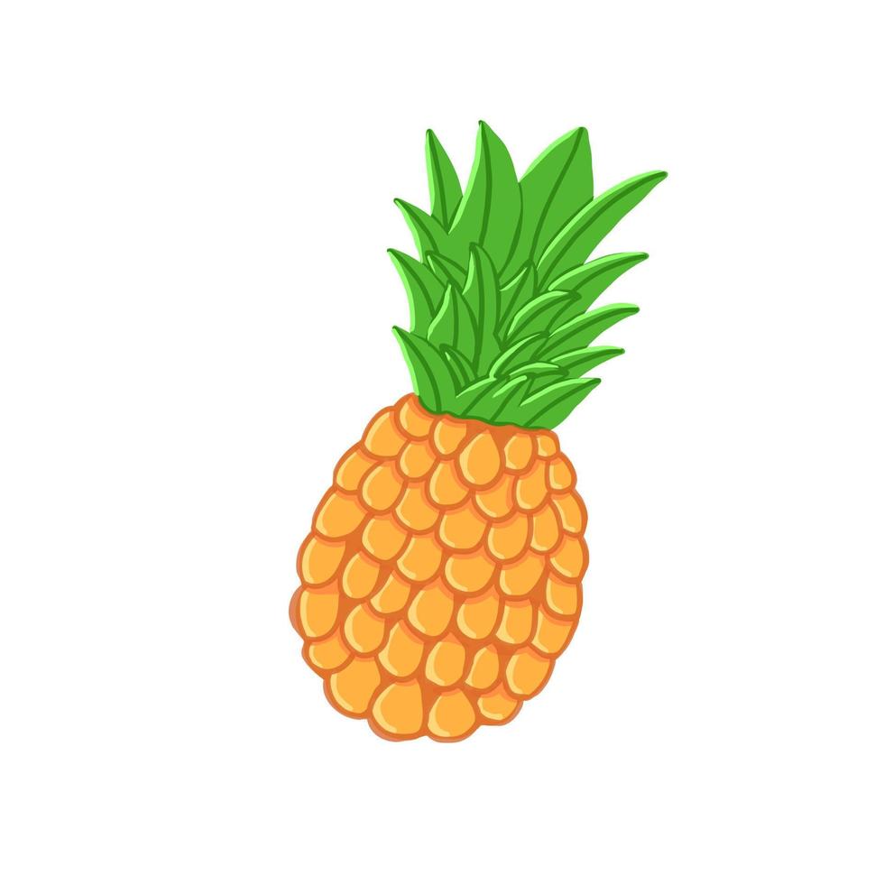 Simple pineapple. Vector illustration in cartoon flat style isolated on white background.