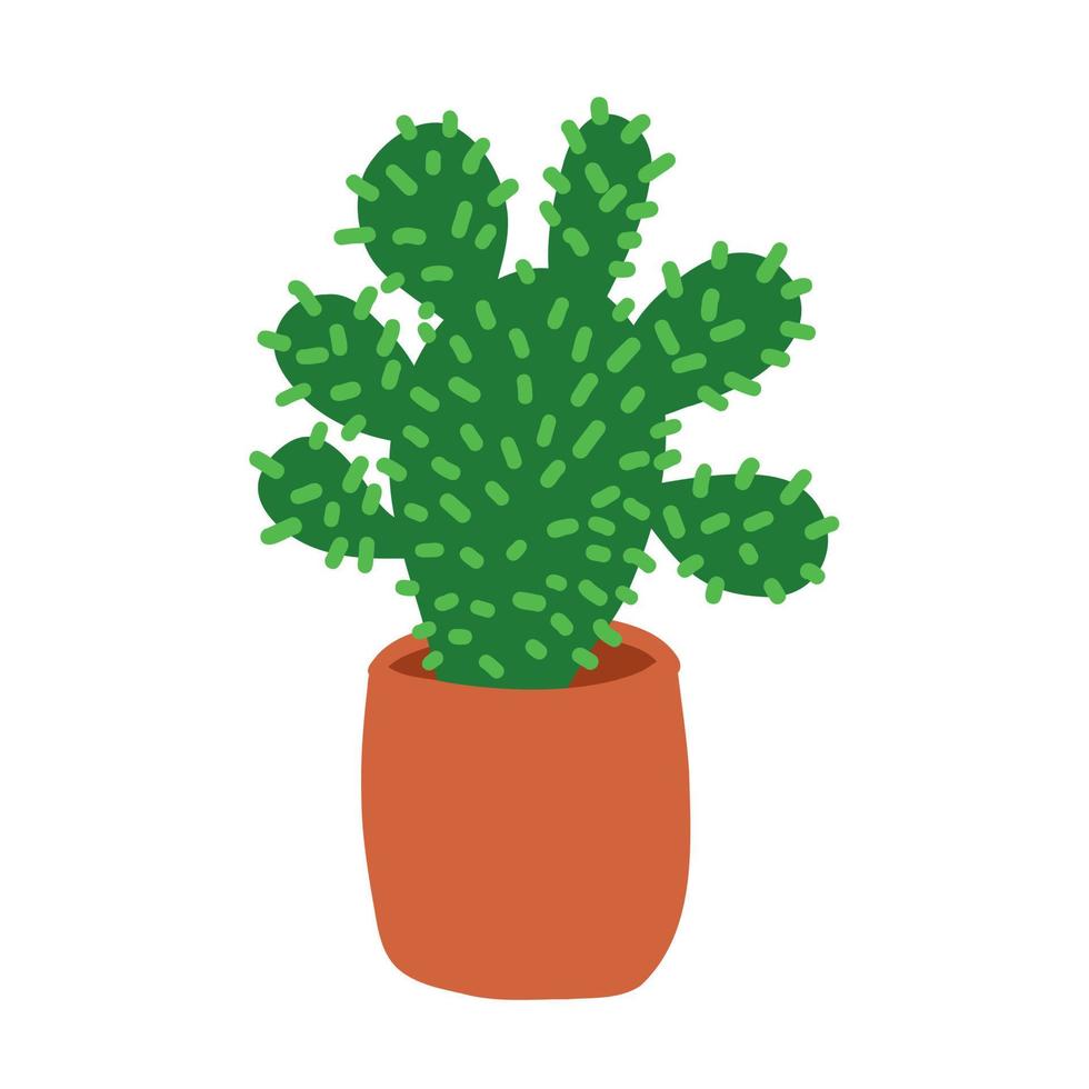 Cartoon cactus. Vector illustration in flat style isolated on white background.