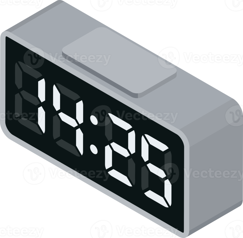 Alarm clock isometric flat color png