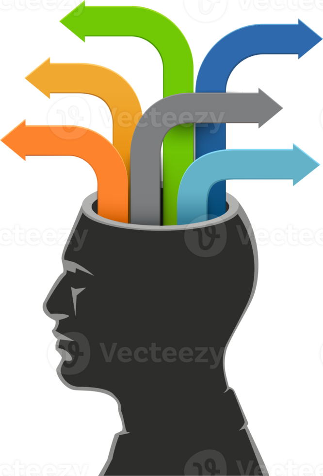 Man head thinking arrow template png