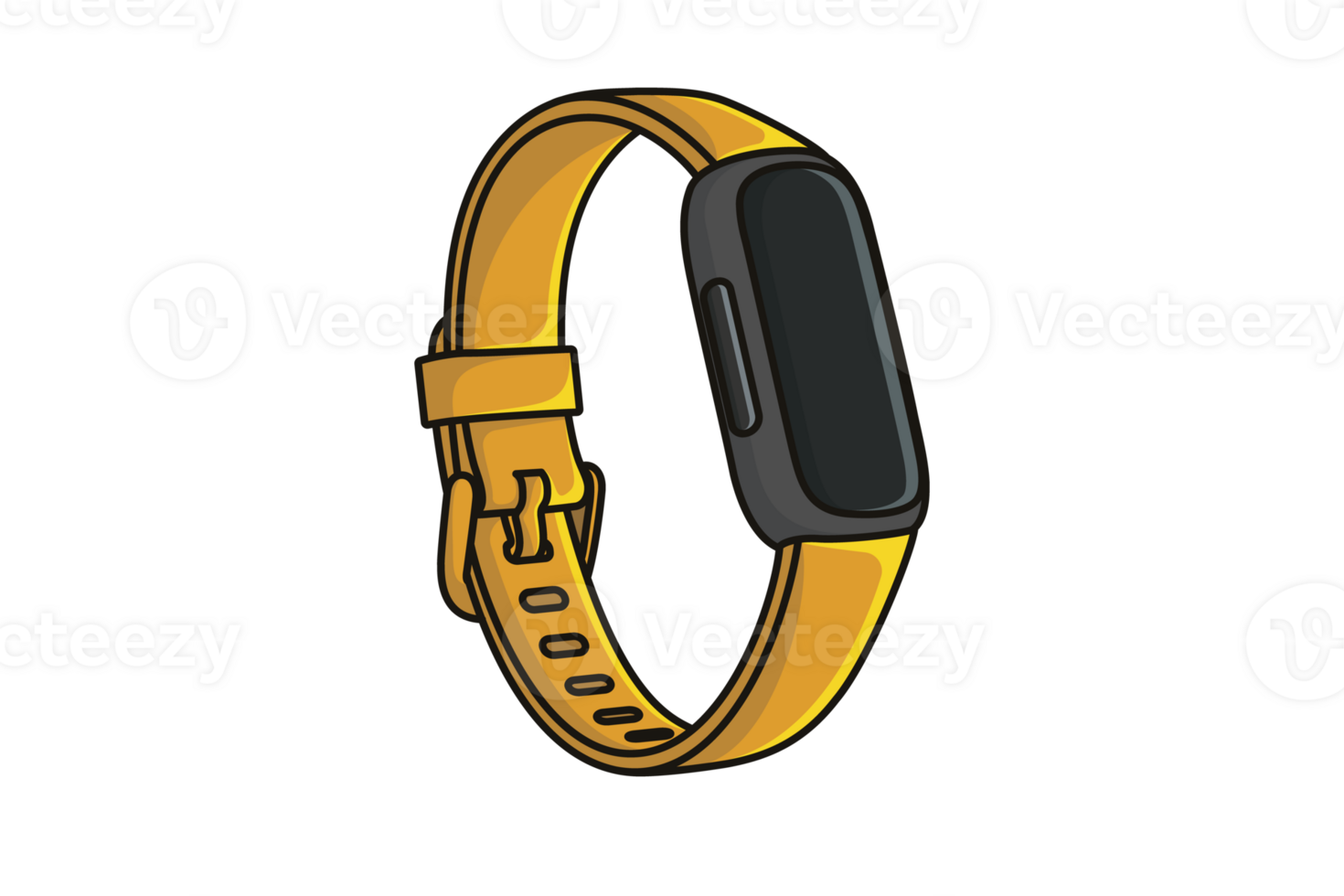 Yellow Smart Watch with Straps and Blank Screen. png