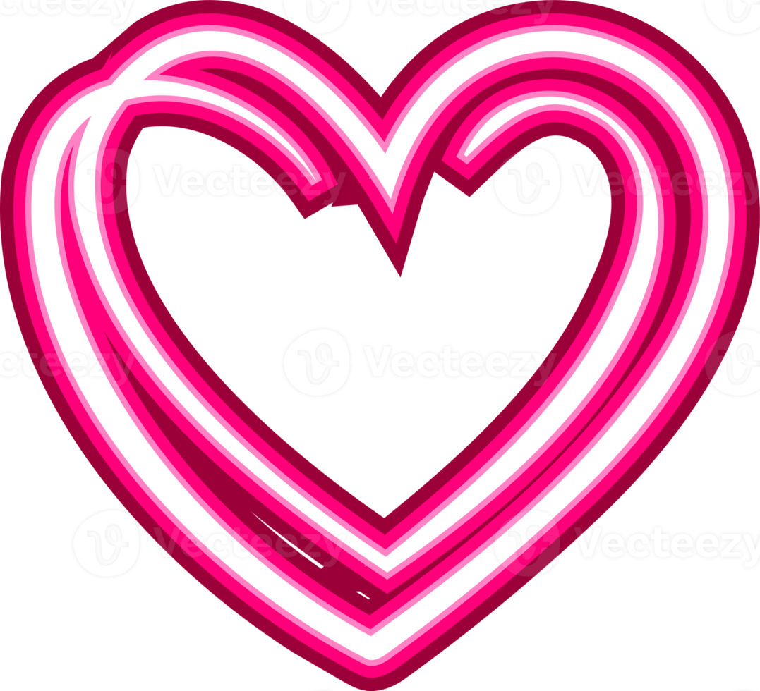 vivace png neon cuore. raggiante colorato neon leggero nel cuore forma. lineare splendente illustrazione, bene per decorazioni, cornici, testo, San Valentino design e per altro scopi.