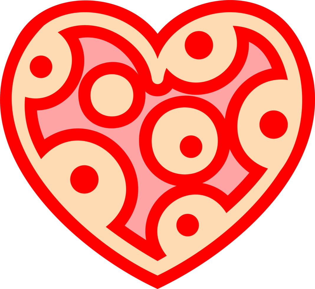 PNG heart icon, stylized illustration with transparent background