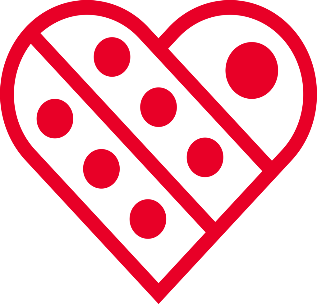 png ícone de coração, ilustração estilizada com fundo transparente