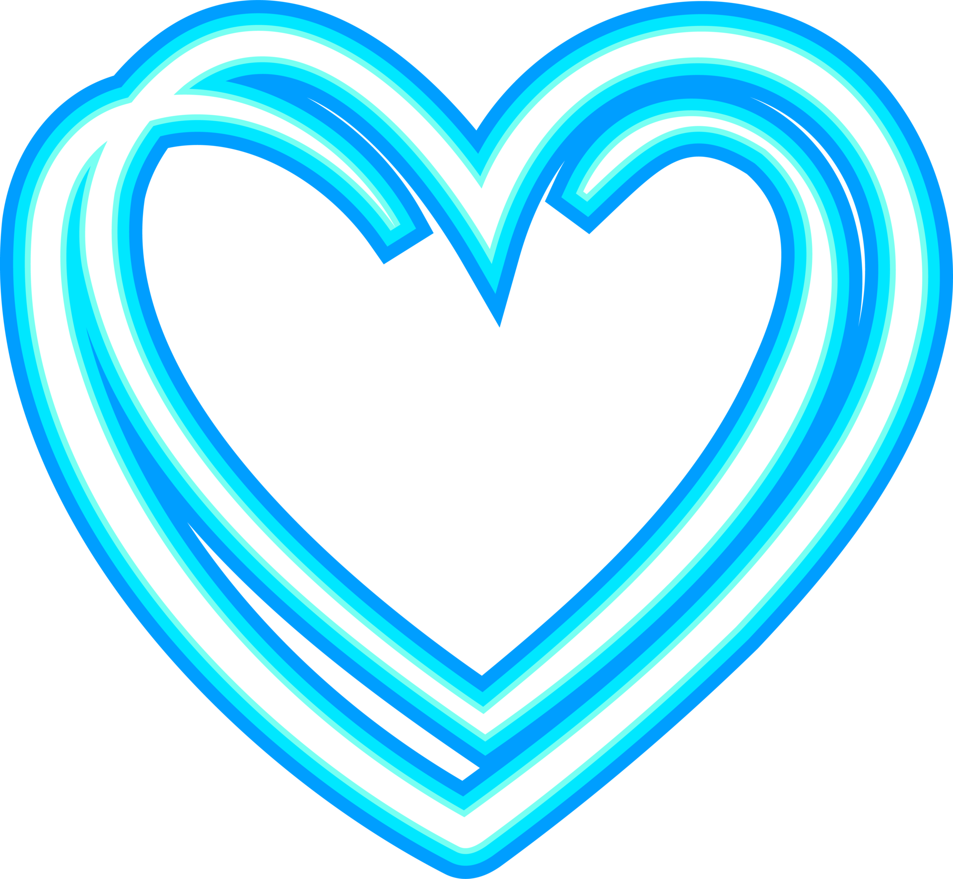 Vibrant PNG neon heart. Glowing colorful neon light in heart shape