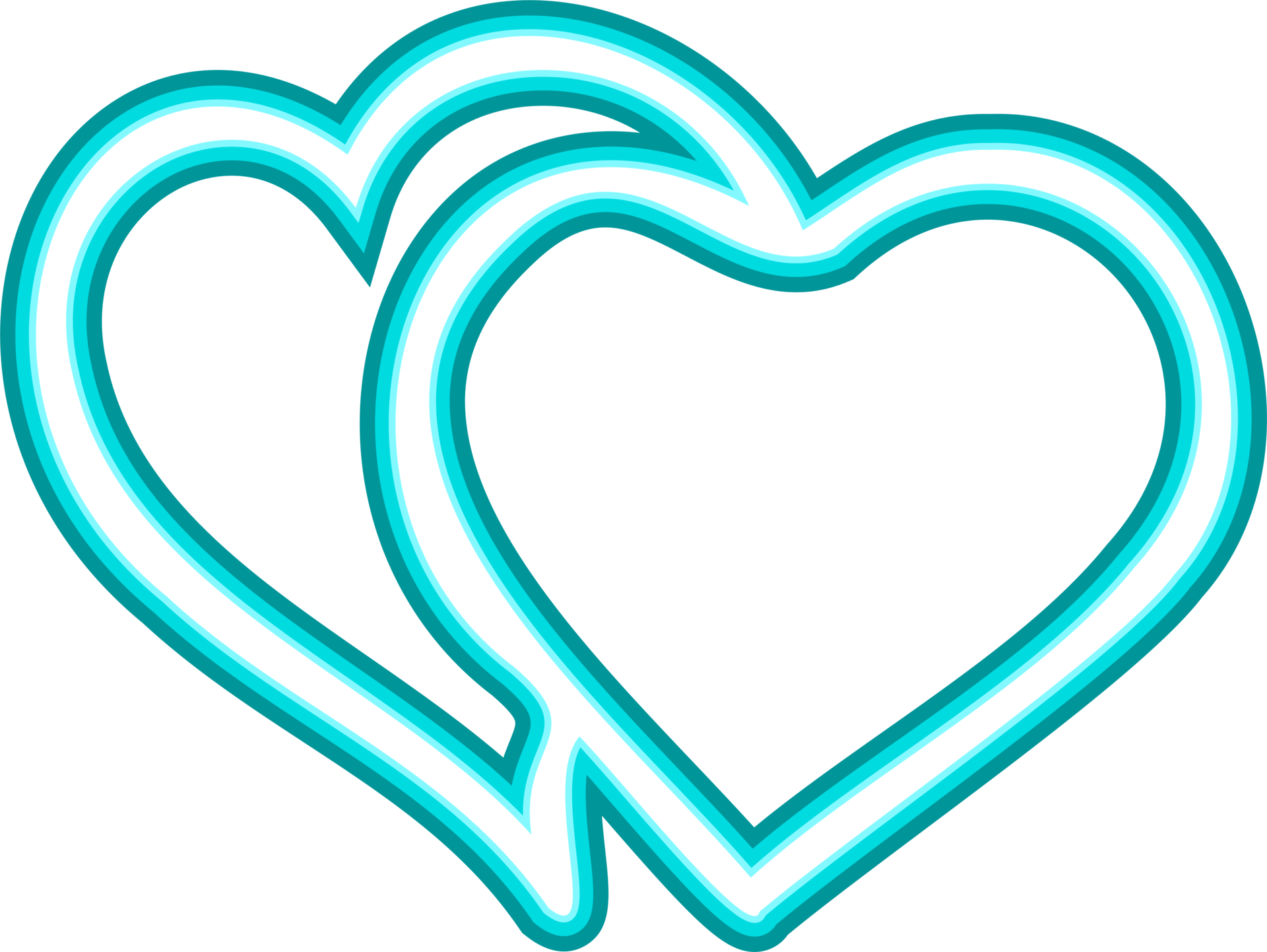 Vibrant PNG neon heart. Glowing colorful neon light in heart shape