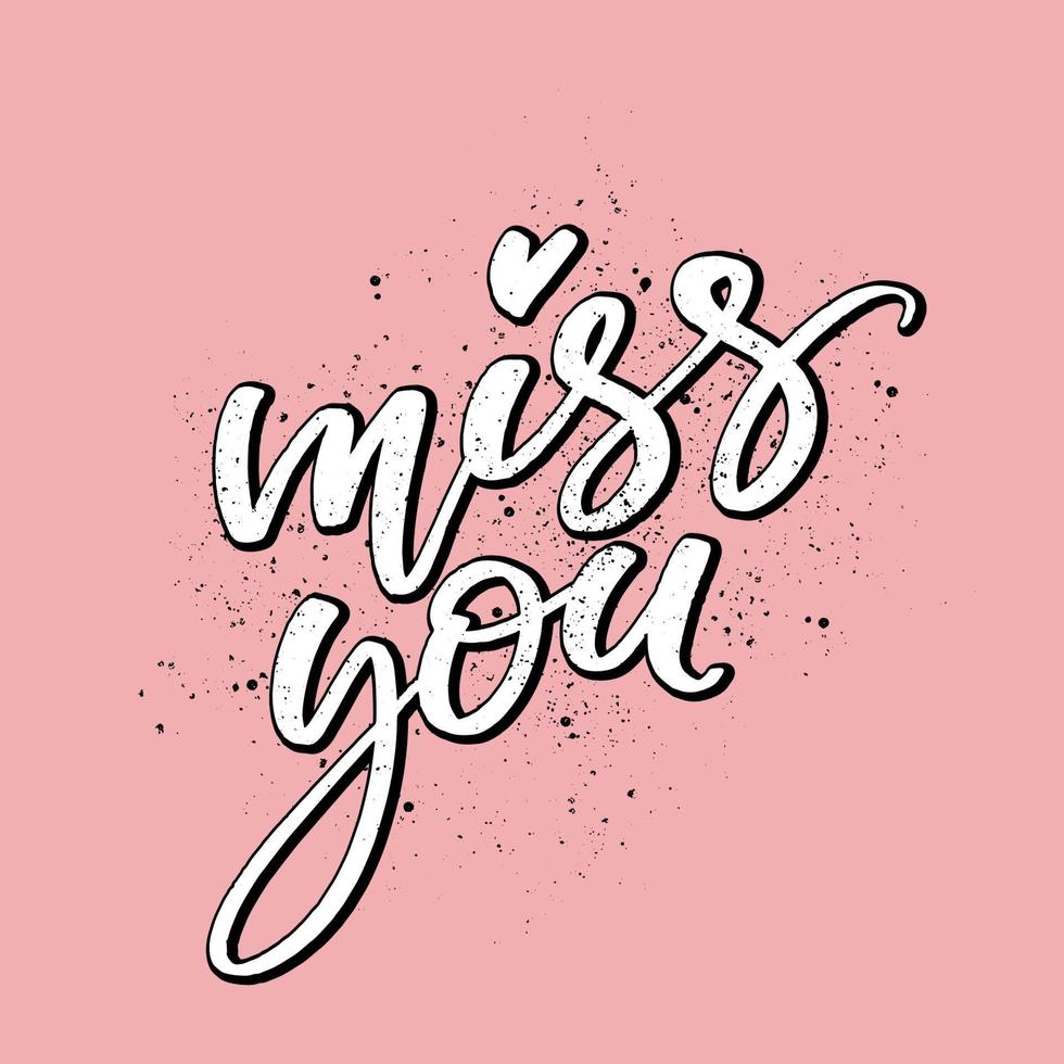 Miss you words bold lettering on textured background. Vector ...