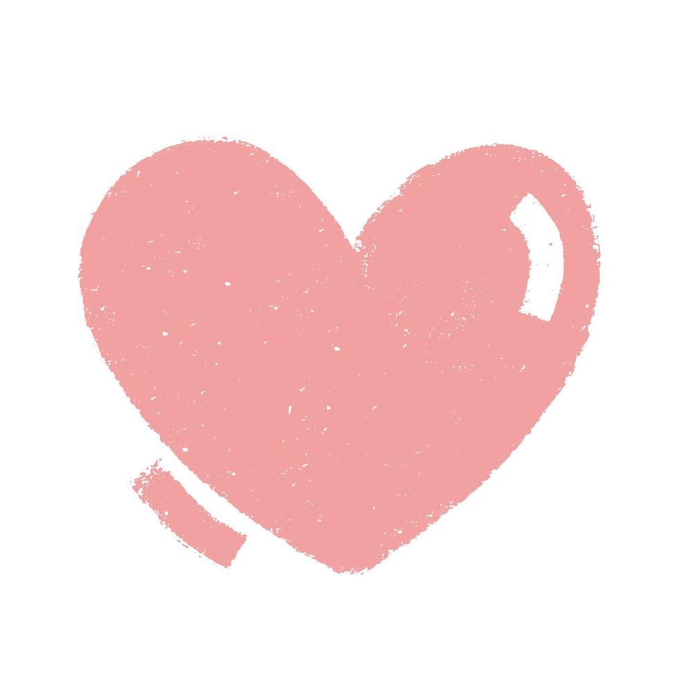 forma de corazón vectorial. símbolo de amor dibujado a mano con textura. telón de fondo de color rosa romántico minimalista, vector