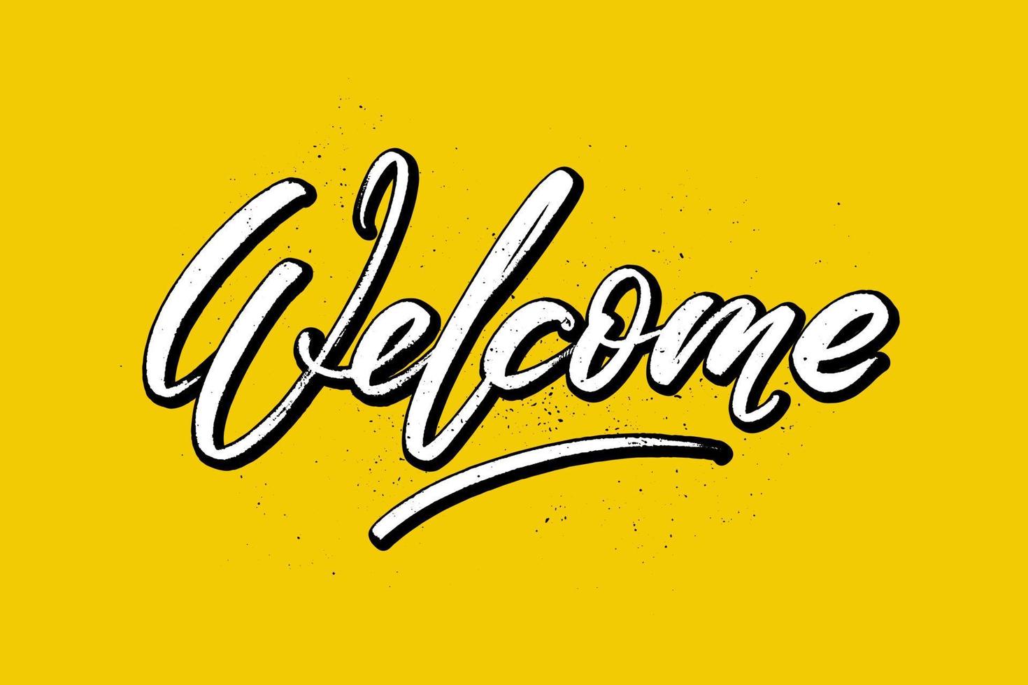 Hand sketched word Welcome lettering typography. Vector hand written sign retro cartoon style. Greetings for logotype, badge, icon, card, postcard, logo, banner, tag.