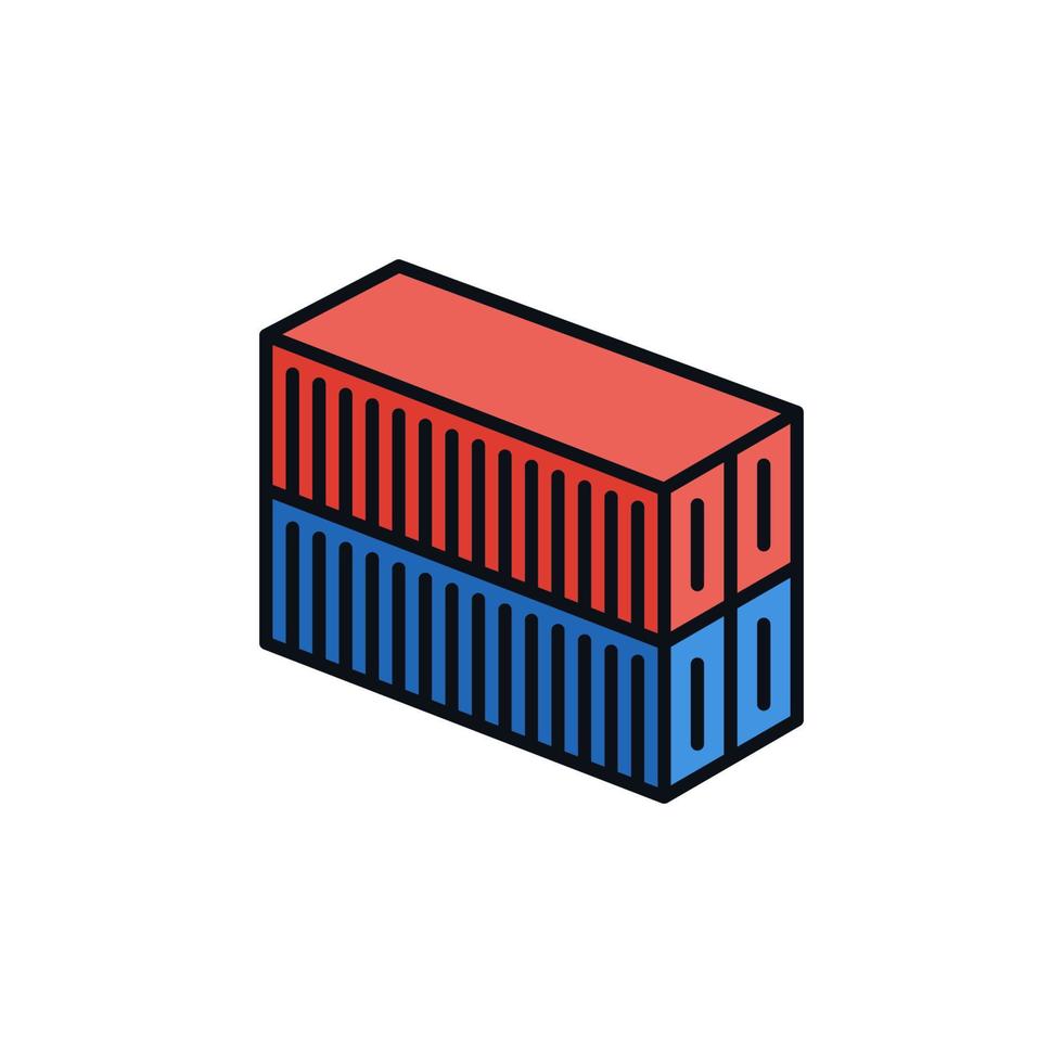 Blue and Red Shipping Containers vector Transportation concept creative icon