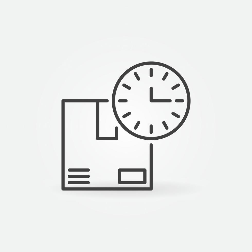 Cardboard Box with Clock vector concept thin line icon or sign