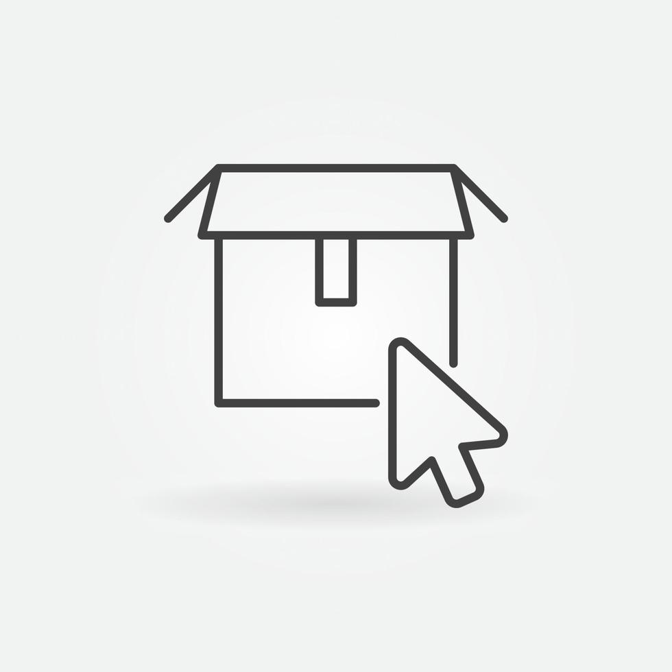 Cardboard Box with Mouse Cursor vector concept linear icon